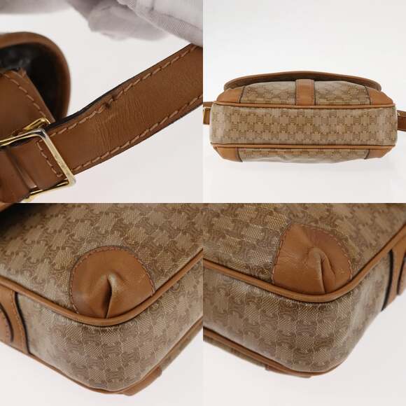 CELINE Macadam Canvas Shoulder Bag Pvc Beige Gold - Picture 10 of 13